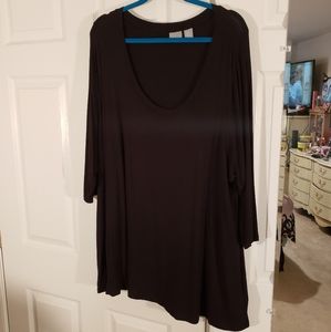 Kenar 3/4 sleeve long black top 3X